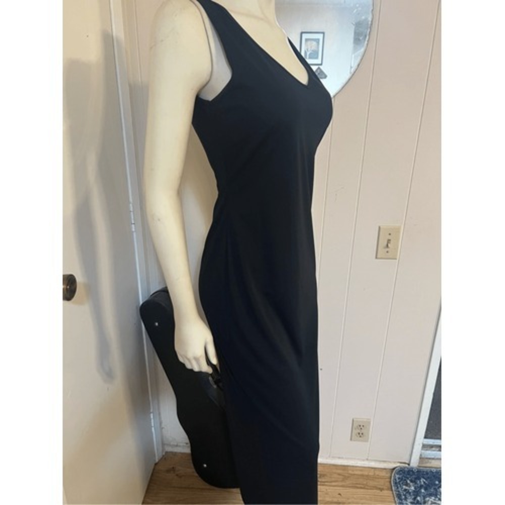 Vintage Geary Roark Kamisato Black Long Fitted Poly Jersey Tank Dress Perfect! S